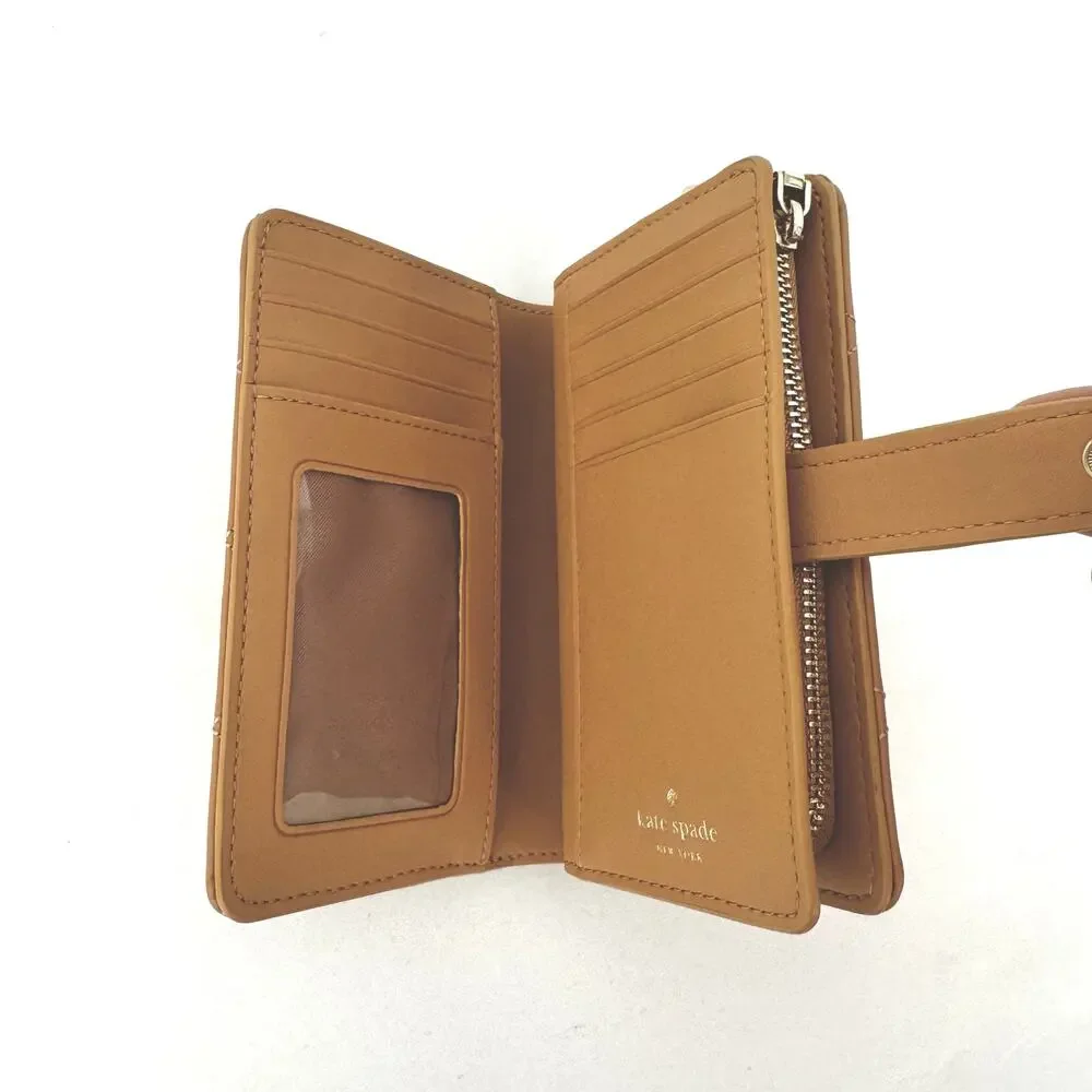 Kate Spade Carey Medium Quilted Folding Wallet with ID Window in Tiramisu Mousse